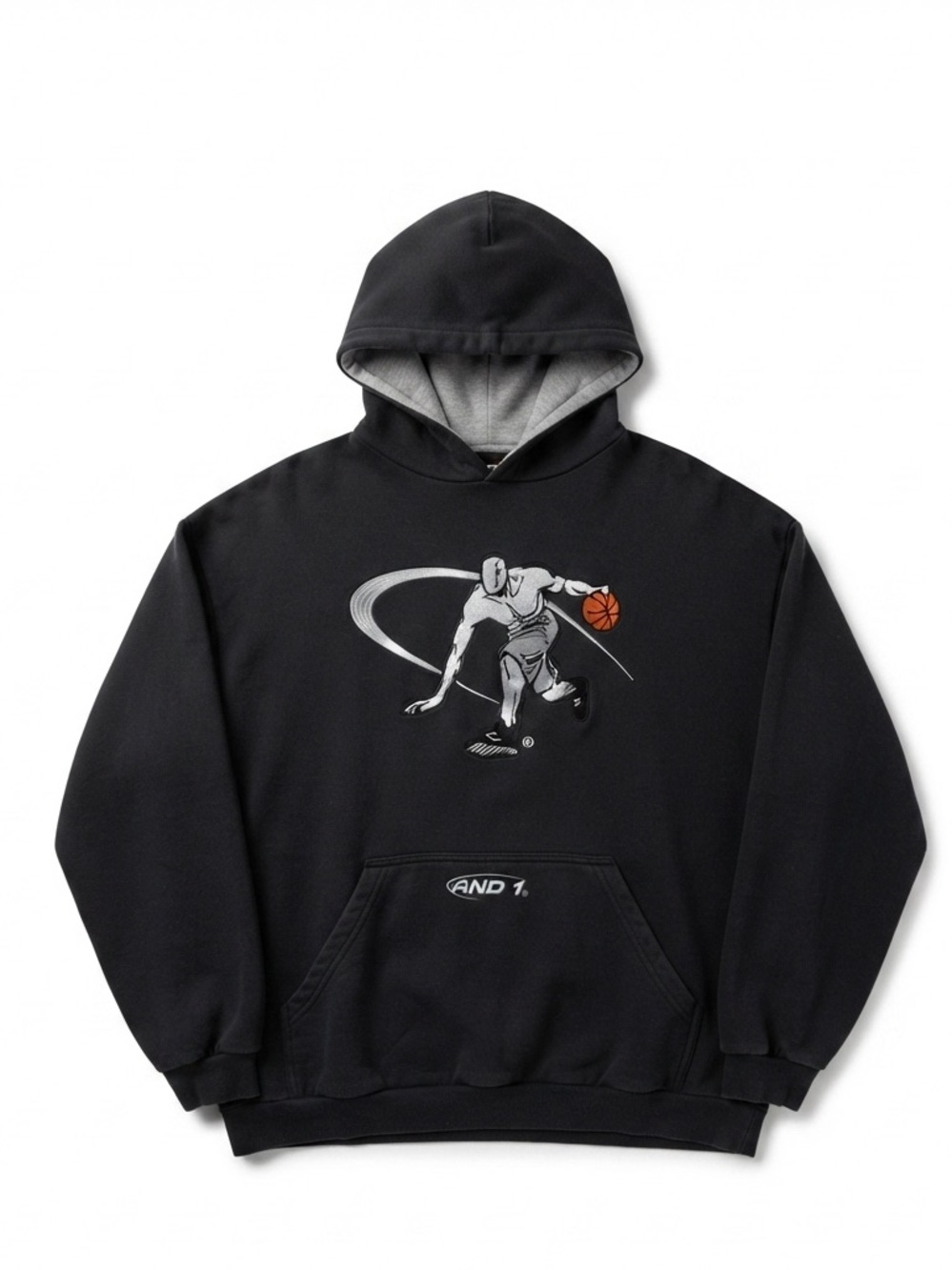 VTG Y2K AND1 Embroidered Basketball Hoodie Black Youth XL Women’s Small Men’s XS